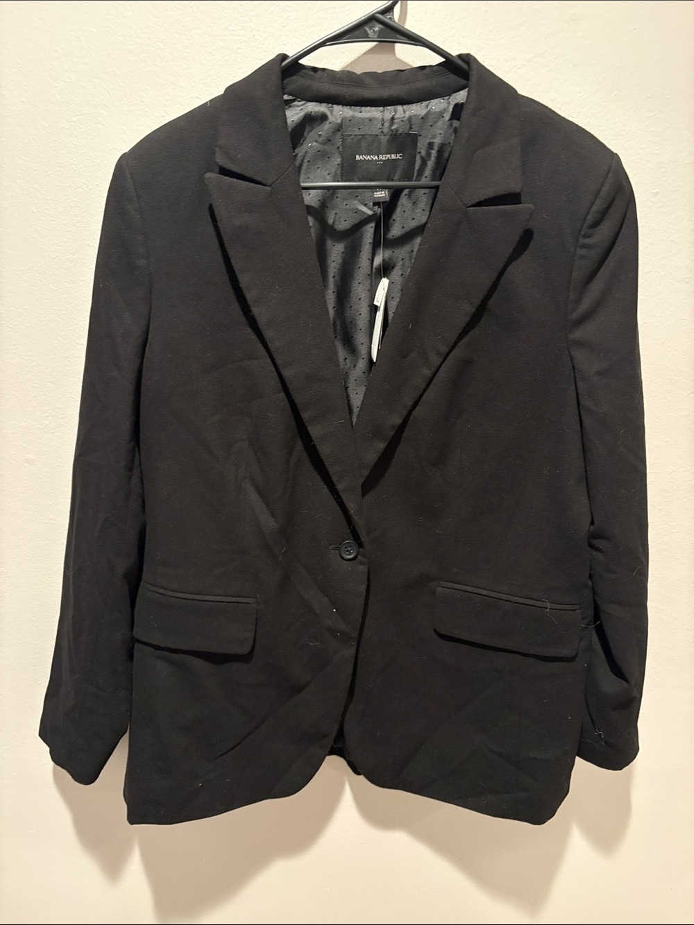 Banana Republic Long and Lean Brushed Twill Black Single-Button Women's Blazer
